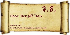 Haar Benjámin névjegykártya